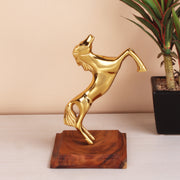 Metal Standing Horse Antler Statue Figure - Contemporary Wildlife Art Decor